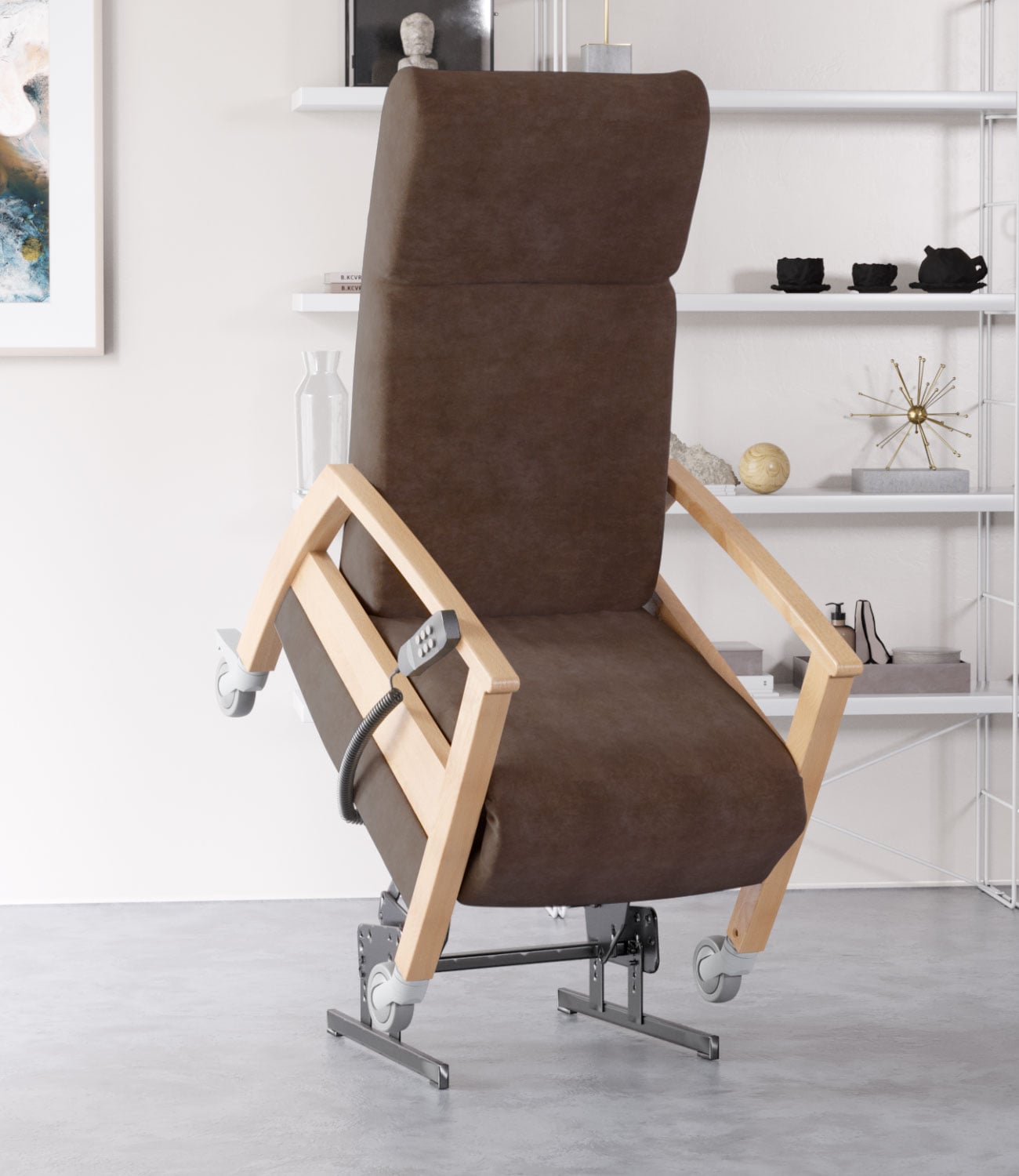 Pflegesessel mit Rollen und Aufstehhilfe Ganda Lift 2 Pflegesessel mit Rollen und Aufstehhilfe Ganda Lift 2