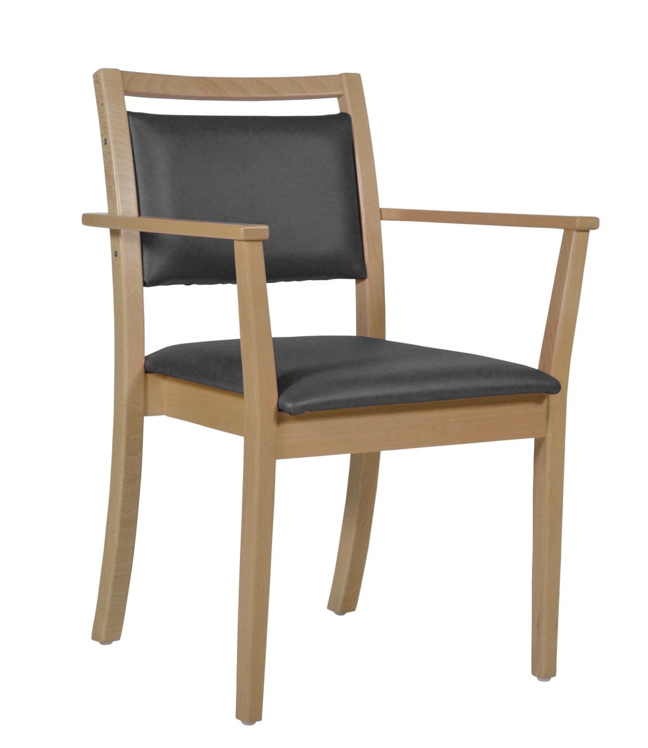 Holzstuhl-Loures-Heime-Buche-hell-Kunstleder-anthrazit Objektstuhl für Senioren Loures