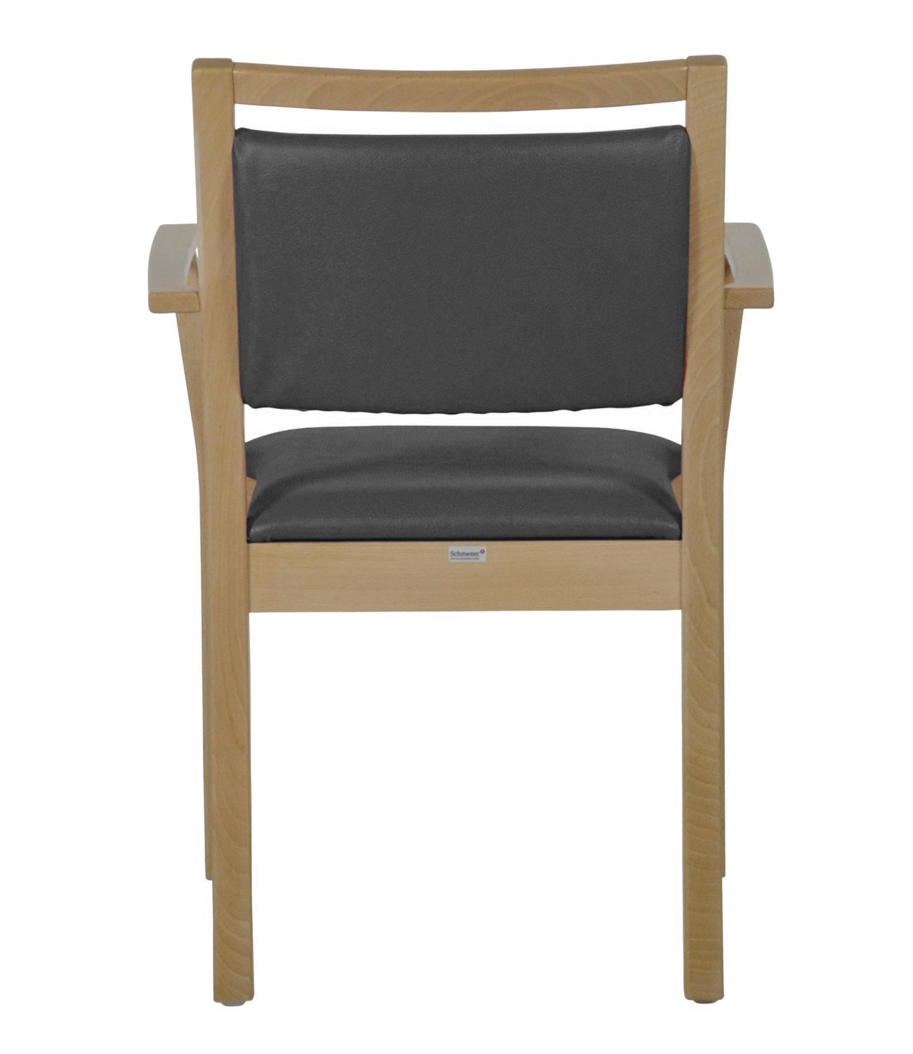 Holzstuhl-Loures-Heime-Buche-hell-Kunstleder-anthrazit-Hinten Objektstuhl für Senioren Loures